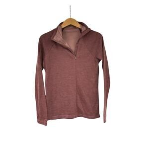 Nau Womens Wool Blend Half Zip Base Layer Top Brown Rose Womens XS